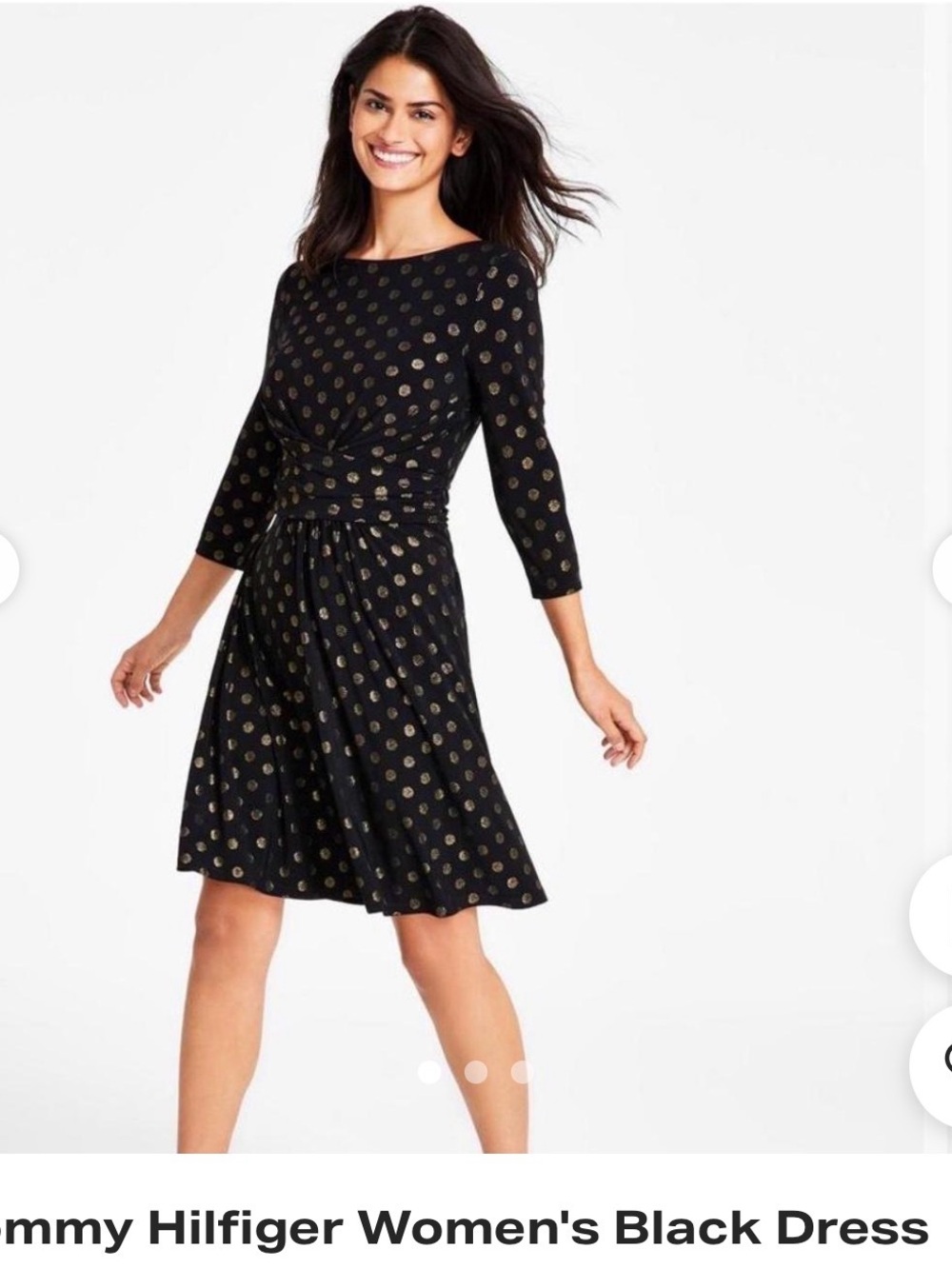 Tommy Hilfiger Black Dress with Gold Polka Dots